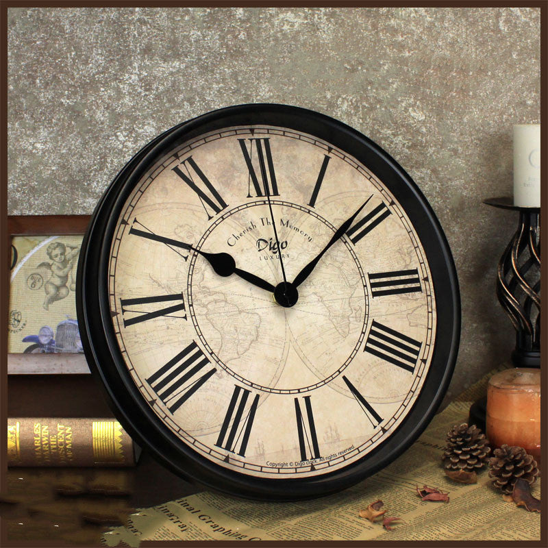 Home Clocks Living Room Metal Creative Wall Clock Retro Iron Clock